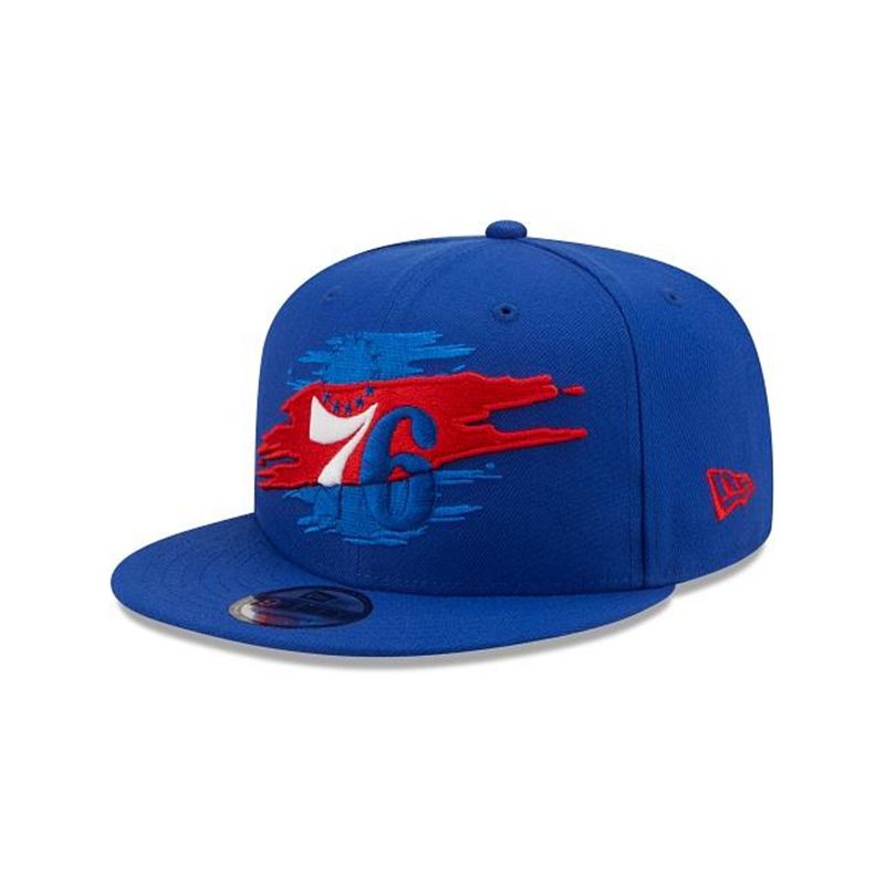 NBA Philadelphia 76ers Logo Tear 9Fifty Snapback (VVJ1275) - Blue New Era Caps